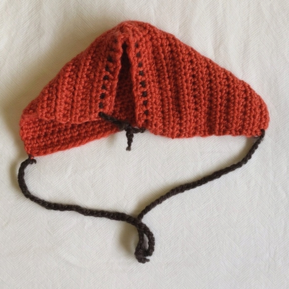 handmade burnt orange knit baby infant bonnet with adjustable back unisex - Picture 2 of 4